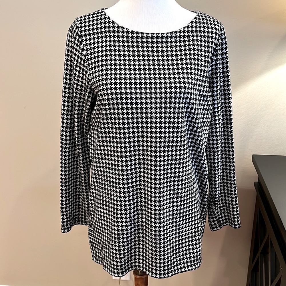 Classic Houndstooth Talbots Tunic Top
